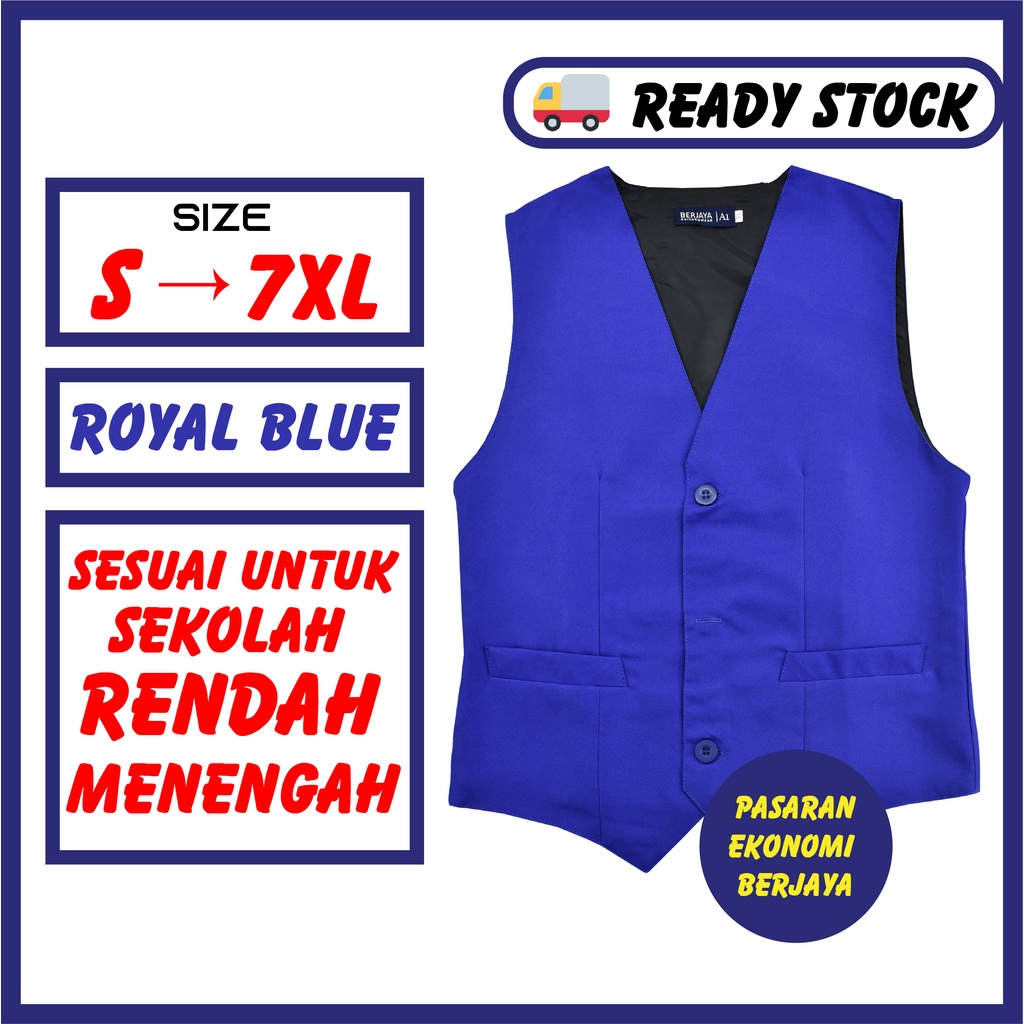 VEST SEKOLAH ROYAL BLUE PLUS ขนาด ROYAL BLUE SCHOOL เวสต์ UNIFORM PENAWAS SEKOLAH SCHOOL VEST