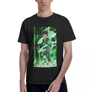 เสื้อยืดแขนสั้น ผ้าฝ้ายแท้ พิมพ์ลายมังงะ Rock Lee Bandai Naruto แฟชั่นสําหรับผู้ชาย