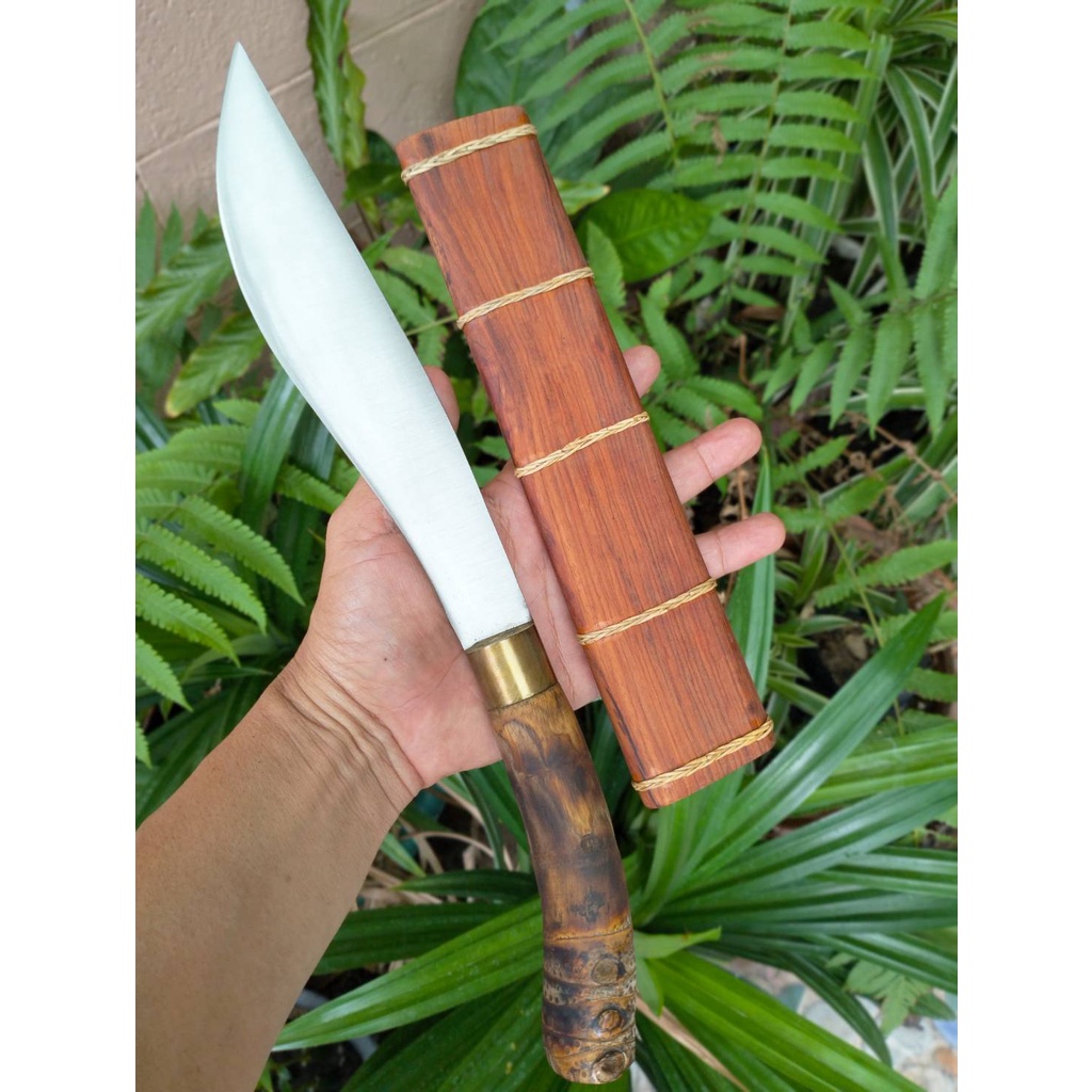 มีดเหน็บ อีเหน็บ (E-Nep) มีดอีเหน็บ มีดเดินป่า มีดแคมป์ 8.4” Sup9 ผิวขัด ด้ามเหง้าไผ่ ฝักชิงชัน คอทอ