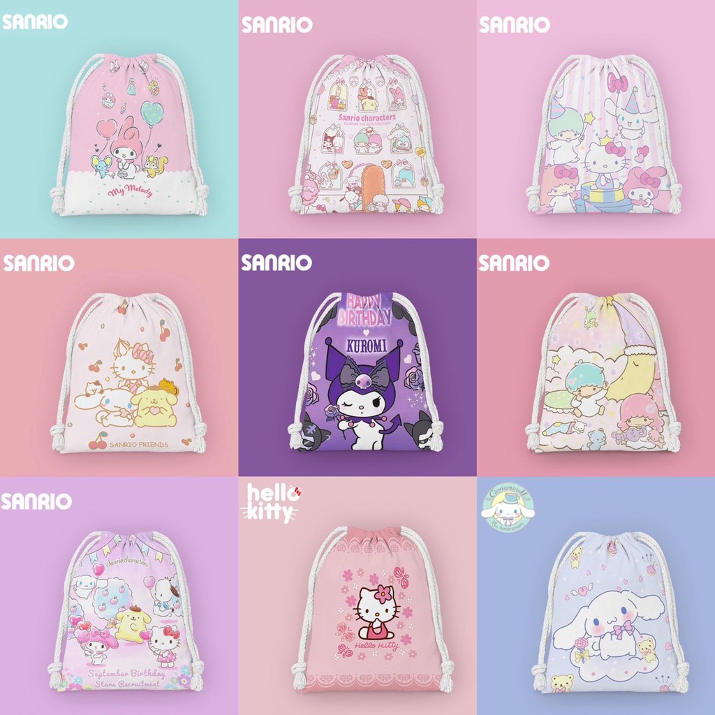 ️‍(พร้อมส่ง) กระเป๋าผ้าหูรูด Sanrio ใส่เครื่องสำอางซานริโอ ลายน่ารัก สไตล์เกาหลี งานดี POCKET BAG