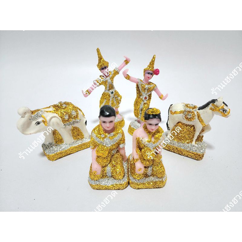 ชุดบริวารศาลพระภูมิ งานสวย นางรำ ช้างม้า ชายหญิง ประดับเกล็ดเพชร มีหลายสี