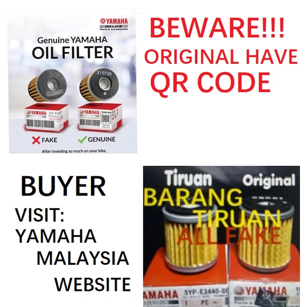 กรองน้ํามันเครื่อง YAMAHA HONG LEONANG YAMAHA พร้อม QR CODE LC135 FZ150 Y15ZR Y16 FZ15 LAGENDA 115FI