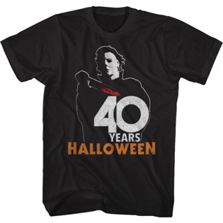 Michael Myers 40 Years Halloween T-Shirt เสื้อยืดสีพื้น เสื้อยืดชาย เสื้อยืดสีขาวผู้ชาย