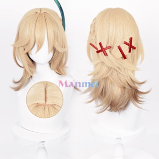 Manmei Genshin Impact Kaveh วิกผมคอสเพลย์ ผ้าลินินถัก สีทอง ทนความร้อน วิกผมสังเคราะห์