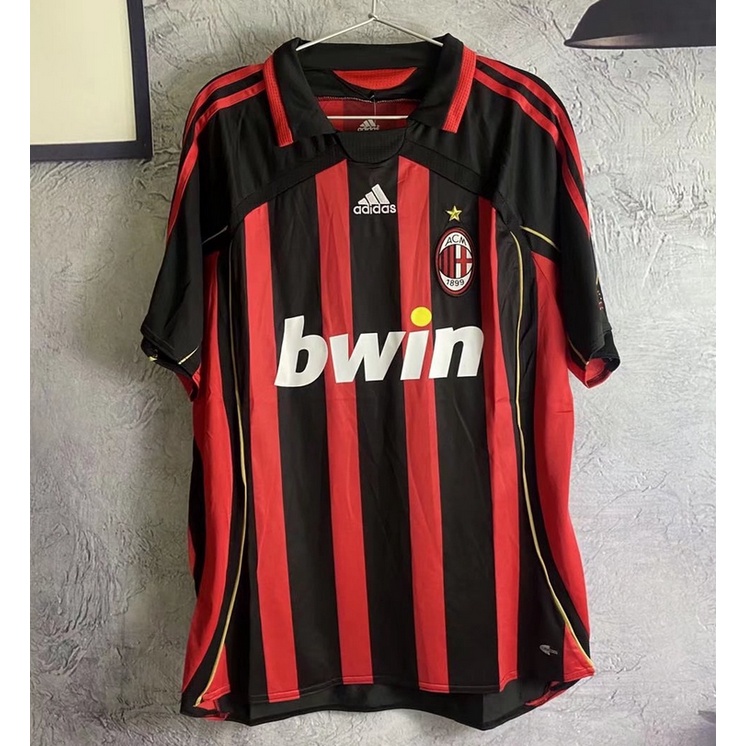 เสื้อกีฬาแขนสั้น ลายทีมชาติฟุตบอล AC Milan 06 07retro 2006 2007 ชุดเหย้า สําหรับผู้ชาย