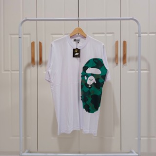 เสื้อยืด พิมพ์ลายโลโก้ Bape A Bathing Ape Bape Aape Head สีขาว สีเขียว สําหรับผู้ชาย ยุค 24