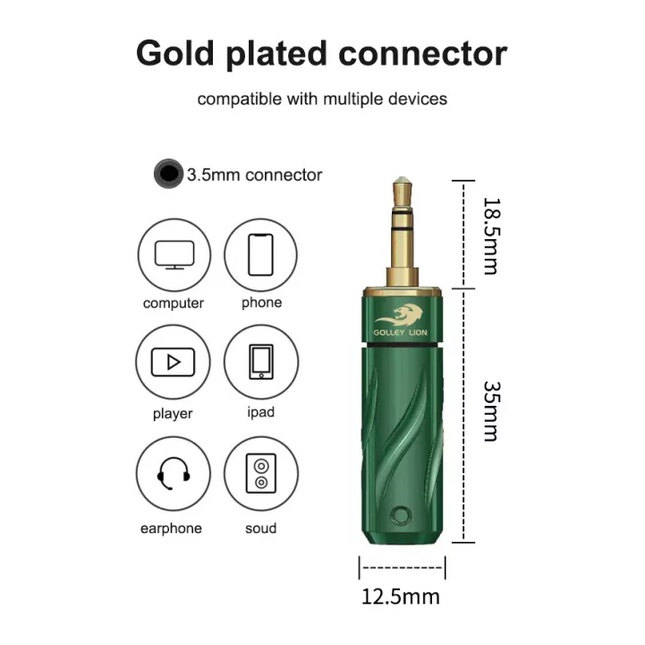 Golley LION สายเคเบิลเสียงสเตอริโอ แจ็คตัวผู้ 3.5 มม. เป็นสายเคเบิลเสียง Dual XLR ตัวผู้ OFC Aux + ปลอกถัก - Flagship Series - รูปที่ 3