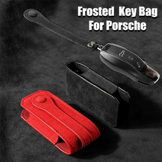 Frosted Leather Car Auto High-grade Key Cover Case Holder Key Chain For Porsche