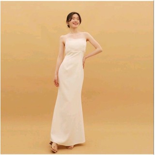 พร้อมส่ง ชุดเจ้าสาวมินิมอล เดรสยาวสีขาว ชุดพรีเวดดิ้ง D113