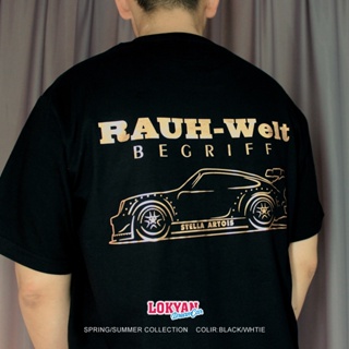 Attitude ATTITUDE เสื้อยืดลําลอง แขนสั้น พิมพ์ลายรถยนต์ JDM Porsche RWB สไตล์อเมริกัน คลาสสิก เหมาะกับฤดูร้อน สําหรับผู้ชาย