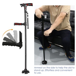 LED Light Safety Walking Stick For Old Man Folding Trekking Poles T-handle Hiking Poles Cane Walking Stick For Elders Cr