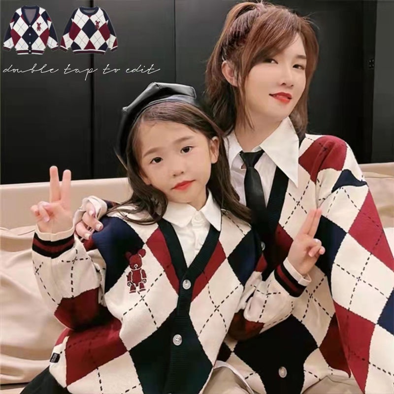 ขายดี ชุดเสื้อคาร์ดิแกน ผ้าถัก แฟชั่นฤดูร้อน สําหรับแม่ และลูกสาว เหมาะกับฤดูใบไม้ร่วง และฤดูหนาว