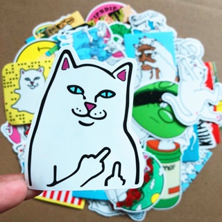 🔥พร้อมส่ง🔥Big size RipNDip sticker 50ชิ้น Bad Cats สติ๊กเกอร์  50Pcs/Set DIY Fashion Luggage Laptop Skateboard 中指貓