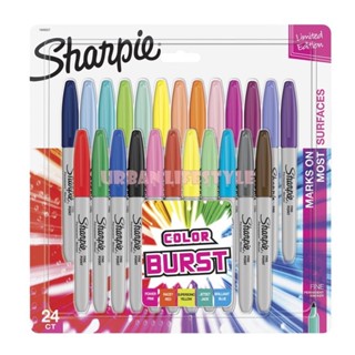 Sharpie ชาร์ปี้ Fine Permanent Marker Color Burst ปากกามาร์คเกอร์ ปากกาเคมี คัลเลอร์เบิร์ส หัวเดียว หัวไฟน์ ชุด 24 สี