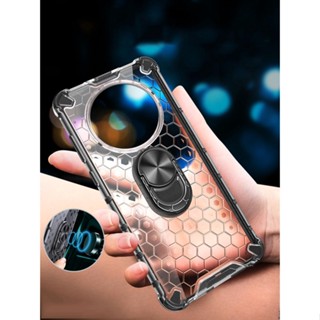 Honor Magic 4 Pro เคสแข็ง กันกระแทก เนื้อรังผึ้ง ฝาหลัง พร้อมแหวนขาตั้ง