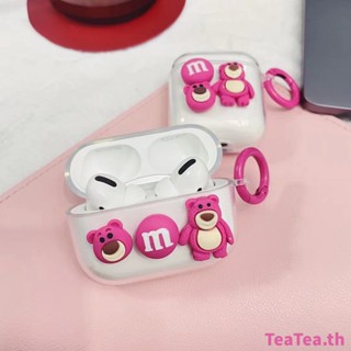 เคสหูฟังบลูทูธ ซิลิโคนนิ่ม ลายการ์ตูนหมี สีชมพู สําหรับ Airpods 1 2 generation pro/PRO2