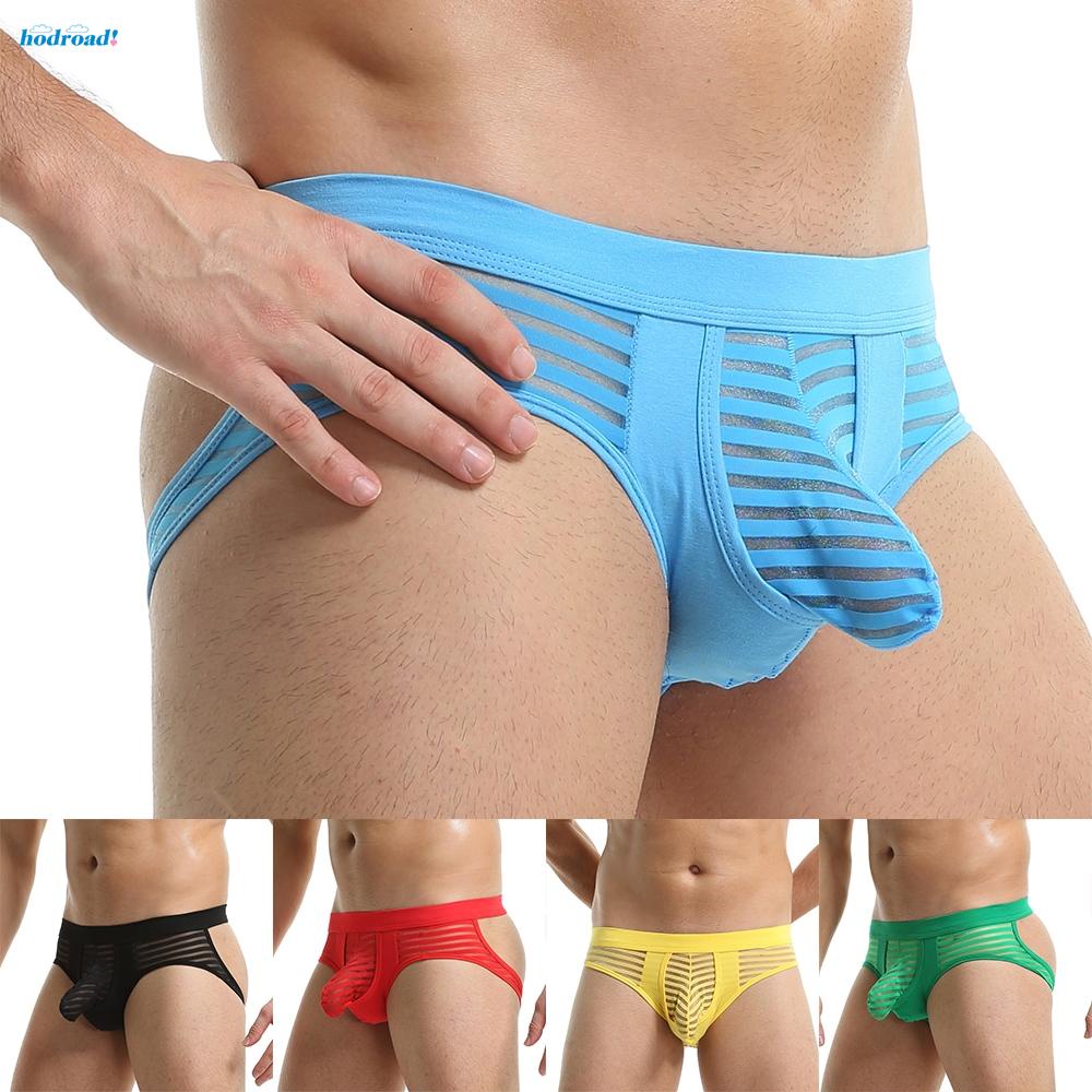 【HODRD】Sexy Mens Striped Underwear Thong Mesh Sheer Lace Pouch G String Briefs Bikini【Fashion】 #4