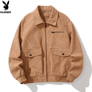 PLAYBOY Casual Jacket Winter Mens Fashion Corduroy Clothes