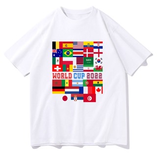 【cotton Tshirts👕】【cotton Tshirts👕】เสื้อยืด พิมพ์ลายกราฟิก ธงฟุตบอล Fifa World Cup Qatar 2022 สไตล์สตรีท แฟชั่นสําหรับผ