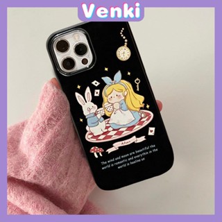 VENKI - Case iPhone 14 Pro Max TPU Soft Case Cartoon Cute Alice Rabbit Glossy Black Candy Case Camera Protection Shockproof For iPhone 14 13 12 11 Plus Pro Max 7 Plus X XR