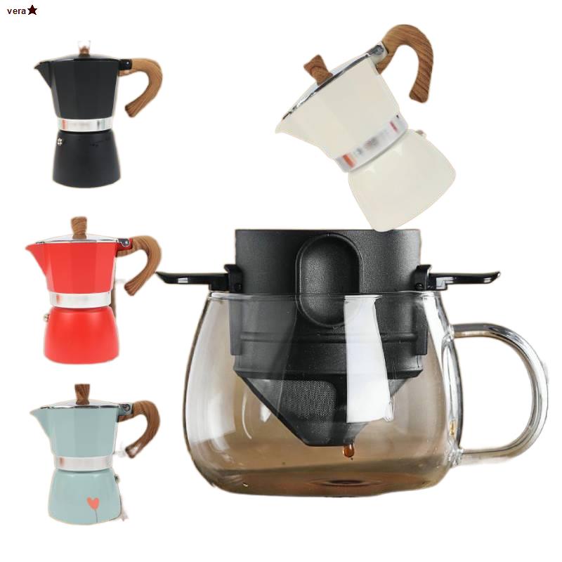 พร้อมส่งในไทย☂Moka Pot หม้อต้มกาแฟ หม้อกาแฟหนาสไตล์ยุโรปหม้ออลูมิเนียมแปดเหลี่ยมเครื่องชงกาแฟหม้อกาแฟ ที่กรองดริปกาแฟ สแ