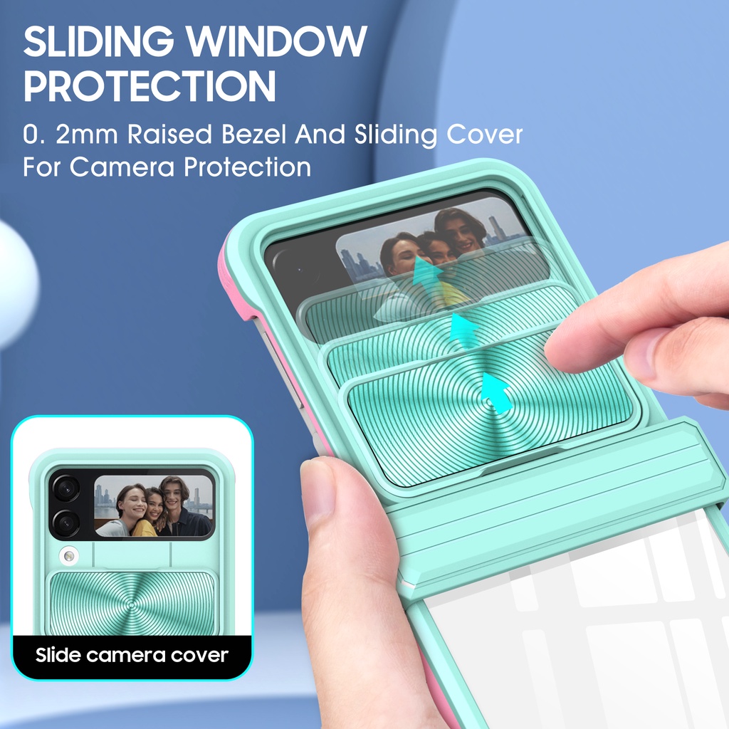 ปลอกเลนส์กล้องสไลด์สําหรับ Samsung Galaxy Z Flip 4 ZFlip4 ZFlip 4 Z Flip4 เคสโทรศัพท์หรูหราขอบซิลิโค