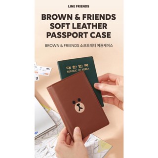 🎀【พร้อมส่ง】 LINE FRIENDS x FENNEC BROWN Brown &amp; Friends soft leather passport case Soft Leather Edition