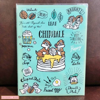 แฟ้ม A4 ลาย Chip &amp; Dale สีเขียว ด้านในใส่เอกสารได้สองด้านซ้ายขวา เป็นแบบ pocket ใส่ได้ 10 ช่อง