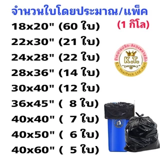 ถุงขยะดำหนา (เหนียว เนื้อดี) ขายปลีก 1 kg.