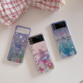 เคสโทรศัพท์มือถือ แบบหน้าจอพับได้ ลายการ์ตูนนางเงือก สําหรับ Samsung Galaxy Z flip3 Z flip4