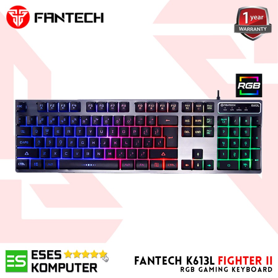 คีย์บอร์ด Fantech K613L Fighter II - เล่นเกม - RGB - การรับประกันต้นฉบับอย่างเป็นทางการ