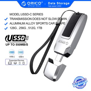 Orico แฟลชไดรฟ์ภายนอก USB C SSD 520MB/s 512GB/1TB สําหรับเล่นเกม วิดีโอ รูปภาพ และสํารองข้อมูล (USSD-C)