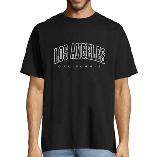 เสื้อยืดแขนสั้น คอกลม ผ้าฝ้าย พิมพ์ลายตัวอักษร Los Angeles California แฟชั่นฤดูร้อน สําหรับผู้ชาย