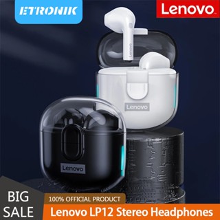 ETRONIK Lenovo LP12 True Wireless Bluetooth 5.1 หูฟัง ENC การตัดเสียงรบกวน Latency ต่ำพร้อมหูฟังสเตอริโอ HD สำหรับเล่นเกม Dual Mic Touch