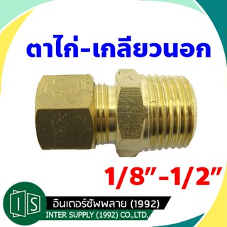 ข้อต่อตรง ตาไก่ ทองเหลือง ตาไก่-เกลียวนอก 1/8" - 1/2 ต่อตรง ตัวผู้ ตาไก่เดี่ยว ข้อต่อทองเหลือง