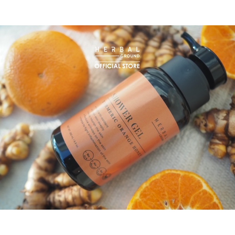 Herbal Ground เจลอาบน้ำขมิ้นส้มน้ำผึ้ง Turmeric Orange Honey Shower Gel