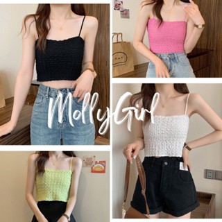 Mollygirl เสื้อสายเดี่ยวผ้ายับ เสื้อสายเดี่ยว เสื้อแฟชั่นผญ 32081#