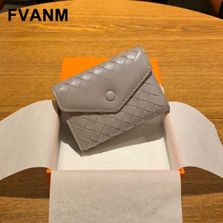 Womens Authentic Leather Sheepskin Woven Envelope Card Holder Small Exquisite Organ Card Bag Bank Card Stylish and Porta