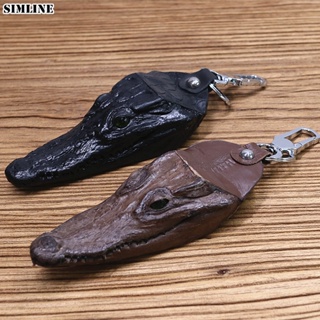 Real Natural Crocodile Head Keychain Big Size Genuine Leather Car Key Holder For Men Women Punk Fashion Key Chain Pendan