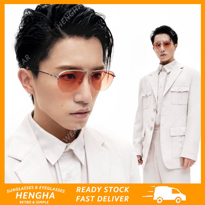 (HENGHA) แว่นตากันแดด กรอบโลหะ ป้องกันรังสียูวี 400 ป้องกันแสงสีฟ้า แฟชั่นเกาหลี สําหรับผู้หญิง และผู้ชาย
