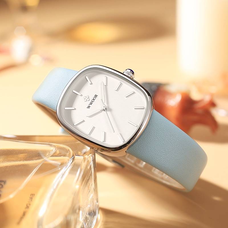 WWOOR   นาฬิกาข้อมือควอตซ์แฟชั่น สายหนัง กันน้ํา หรูหรา สําหรับสตรี -8881