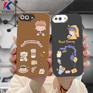 เคส OPPO Reno 4 5F 4F A54 A15 A5S A3S A16 A95 A7 A5 A9 A31 A53 2020 A12 A1K A74 A15S A16K A54S A52 A11K A92 A35 A11 A93 A32 A72 A94 A53S F17 PRO A16S A12S สีกาแฟยอดนิยมสีดำลายการ์ตูนปลอกนุ่ม