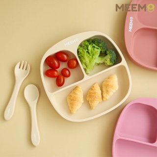 MEEM จานซิลิโคนด็ก จานข้าวซิลิโคน จานซิลิโคนดูด แบ่ง 3 ช่อง รุ่น First Step Simple plate คุณภาพสูง ดูดแน่น ปลอดภัย ได้มา