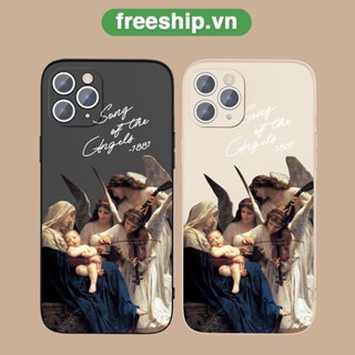 oil painting angel เคสไอโฟน iPhone 13 11 14 pro max เคส 14plus 8พลัส case 12 pro X Xr Xs Max เคส นิ่ม cover 7 8 plus TPU