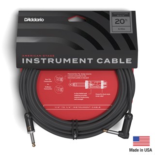 DAddario® PW-AMSGRA-20 สายแจ็คกีตาร์ 6 เมตร หัวล็อคพิเศษ Geo-Tip™ ระดับมืออาชีพ แบบหัวงอ (American Stage Instrument Cable) ** Made in USA **