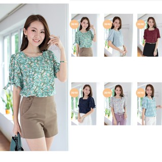 Narinari : MT3318 Square Neck Bow Sleeve Blouse เสื้อทำงาน (ใช้โค้ด NARISP9 ลดทันที 65.- เมื่อช็อปครบ 500.-)