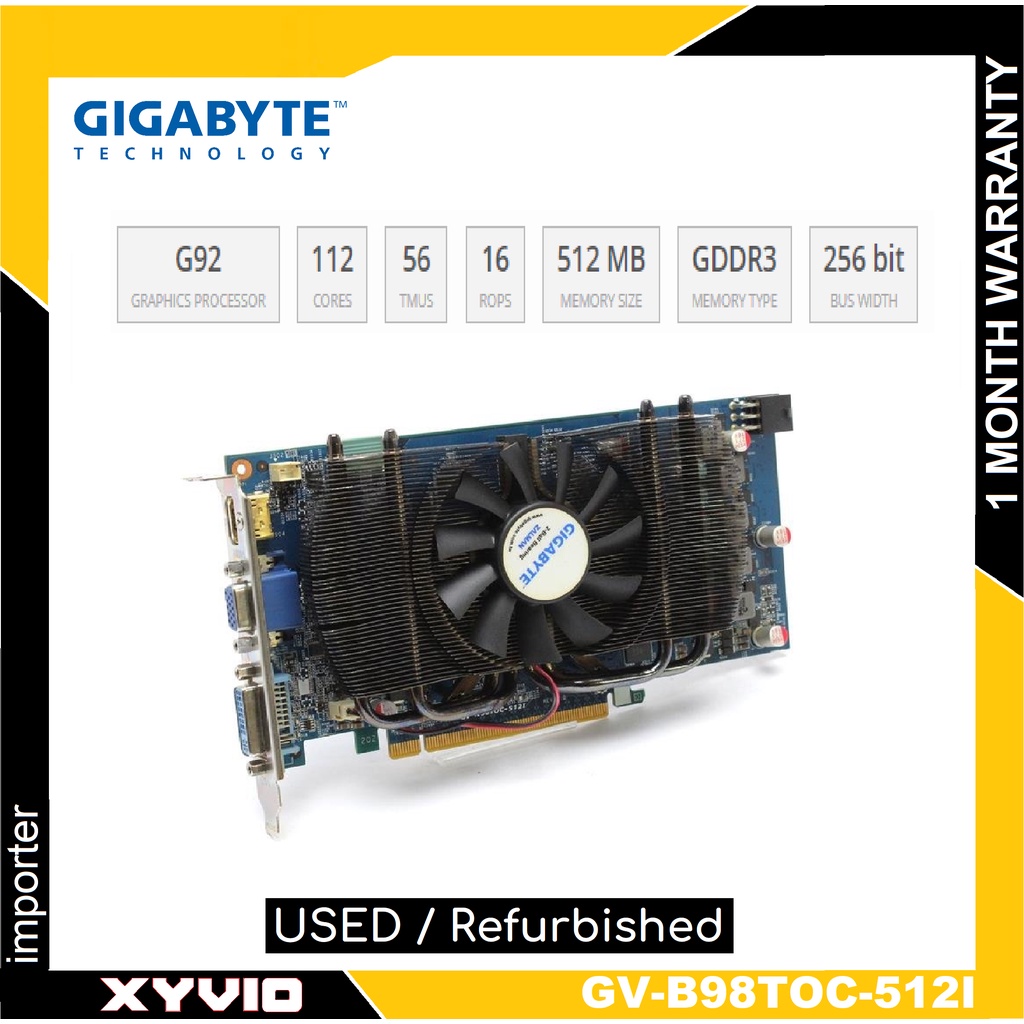 กราฟิกการ์ด GIGABYTE GV-N98TOC-512I NVIDIA GeForce 9800 GT 512MB