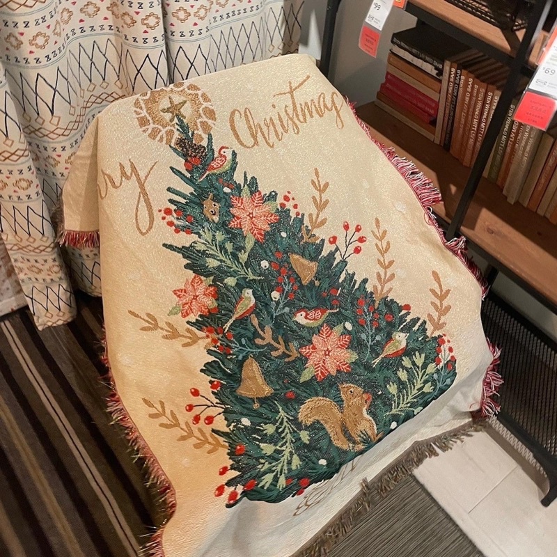 พร้อมส่งจากไทย ลายA ผ้าห่ม ลาย #christmas ผ้าตกแต่งคริสต์มาส ขนาด 130*160cm.