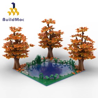 Buildmoc ชุดของเล่นตัวต่อ โมเดลต้นไม้ ทะเลสาบ เมเปิ้ล หญ้า ฤดูใบไม้ร่วง สําหรับเด็ก 1533 ชิ้น MOC