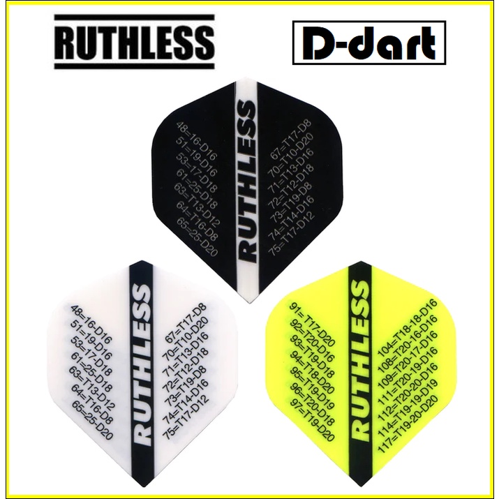Ruthless Dart Flights - Standard 100 Micron Checkouts Darts Flight (SAYAP ARROW)
